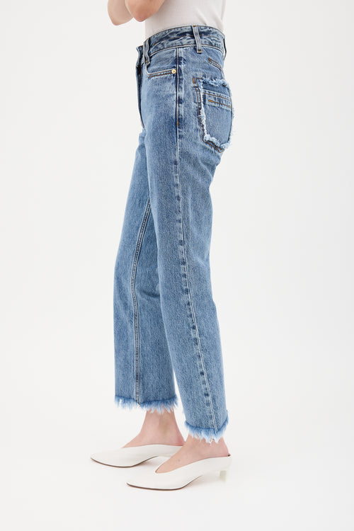 Jacquemus Light Wash Cropped Raw Hem Jeans