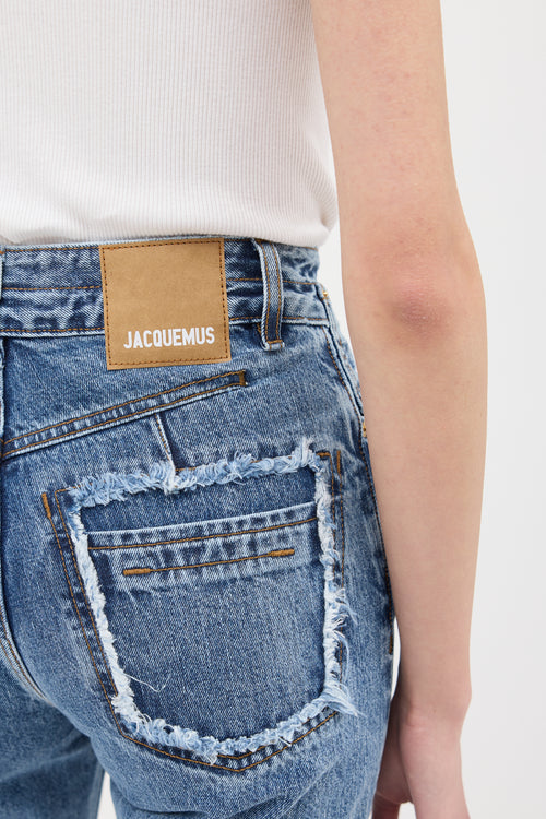 Jacquemus Light Wash Cropped Raw Hem Jeans