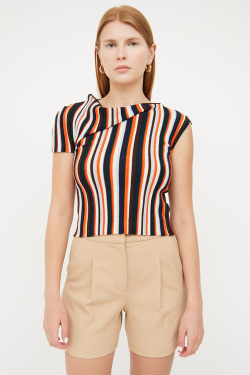 Jacquemus Multi Striped Asymmetrical Knit Top