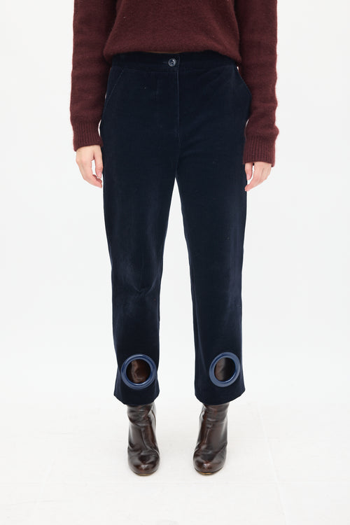 Jacquemus Navy Corduroy Eyelet Trouser