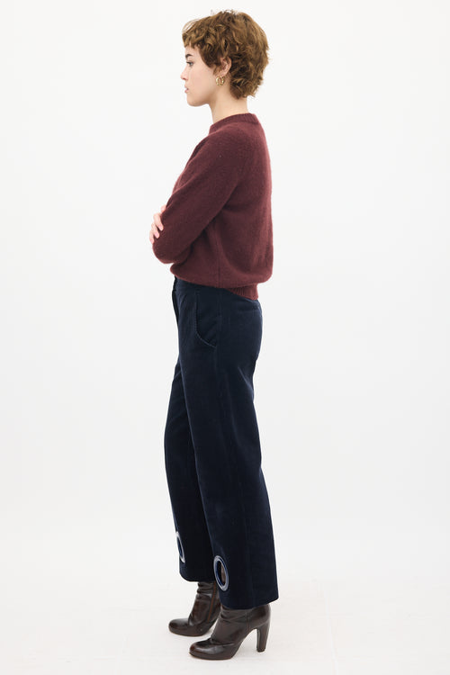 Jacquemus Navy Corduroy Eyelet Trouser