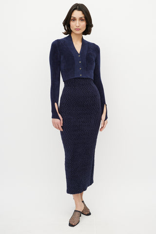 Jacquemus Navy Velours Cropped Cardigan