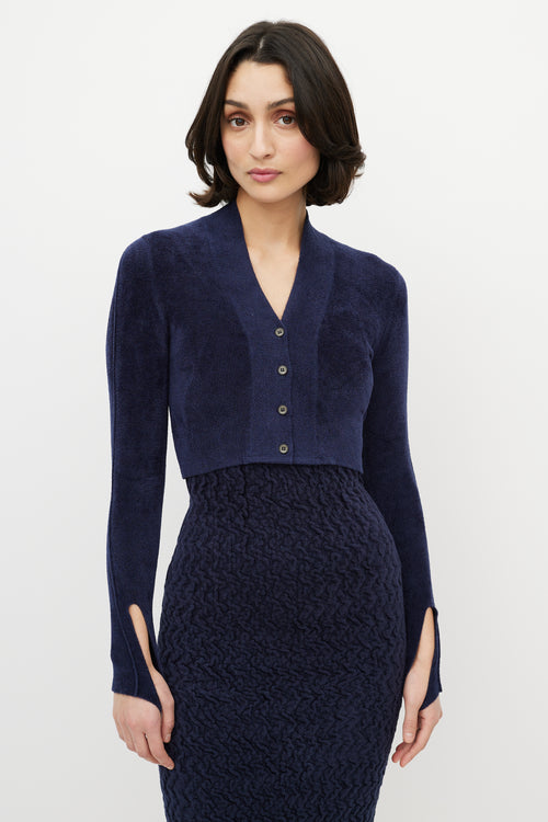 Jacquemus Navy Velours Cropped Cardigan