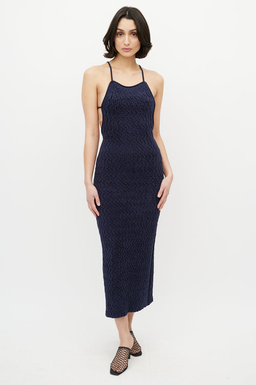 Jacquemus Navy Maille Velour Backless Dress