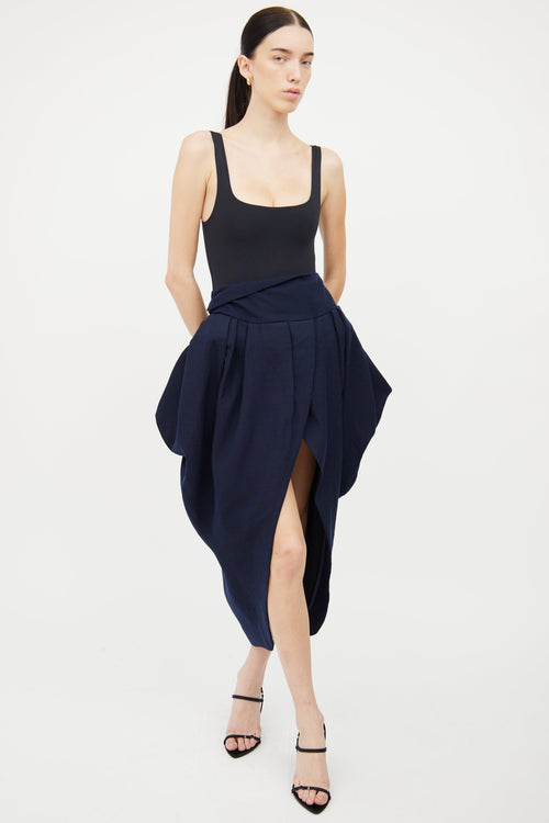 Jacquemus Navy La Bomba Wool Midi Skirt