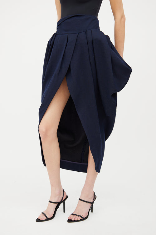 Jacquemus Navy La Bomba Wool Midi Skirt