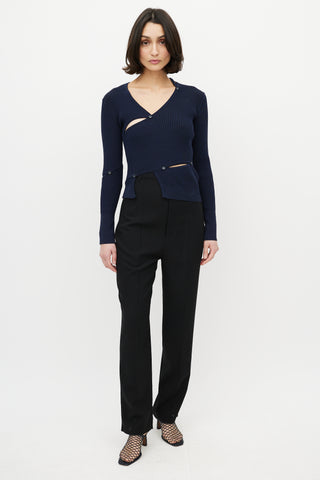 Jacquemus Navy Tordu Ribbed Cut Out Sweater