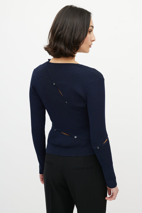 Jacquemus Navy Tordu Ribbed Cut Out Sweater