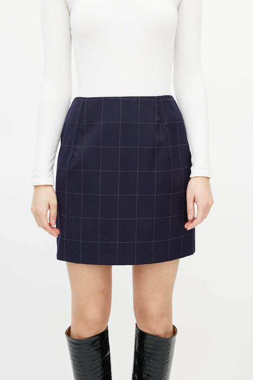 Jacquemus Navy 
White Checked Mini Skirt