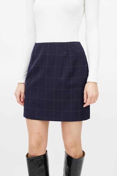 Jacquemus Navy 
White Checked Mini Skirt