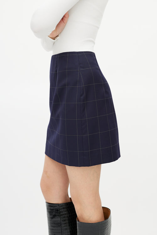 Jacquemus Navy 
White Checked Mini Skirt