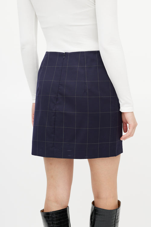 Jacquemus Navy 
White Checked Mini Skirt