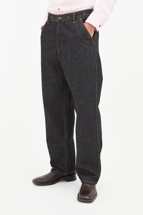 Jacquemus Navy 
Yellow Straight Leg Denim Jeans