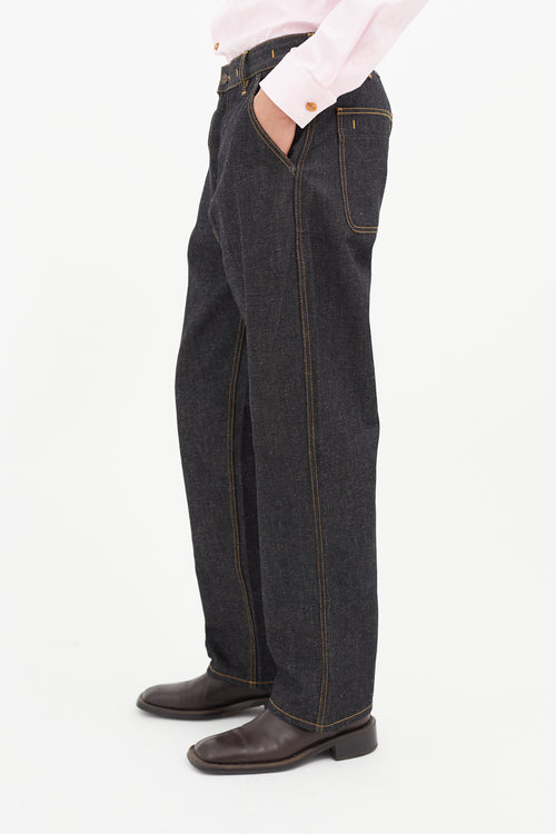 Jacquemus Navy 
Yellow Straight Leg Denim Jeans