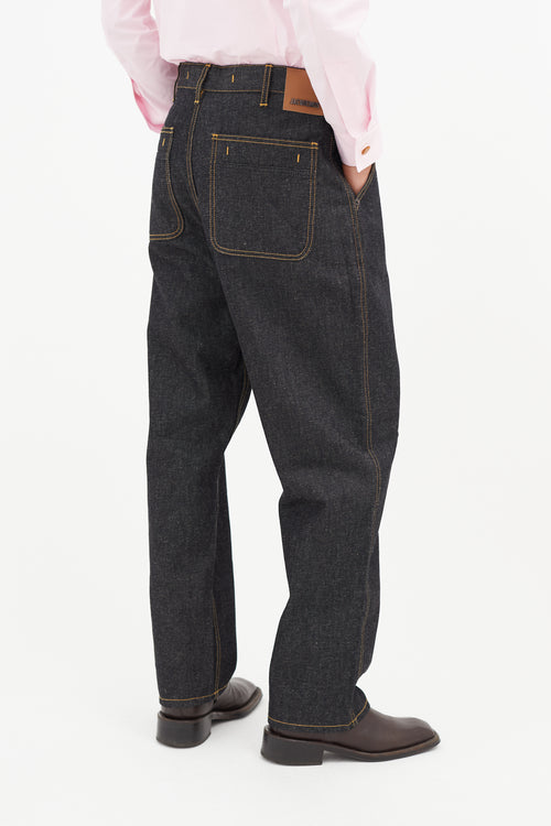 Jacquemus Navy 
Yellow Straight Leg Denim Jeans