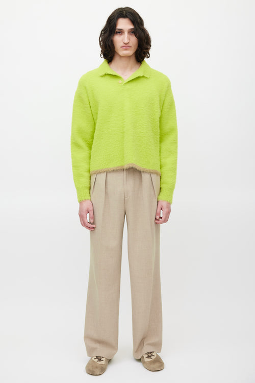 Jacquemus Neon Green Textured Polo