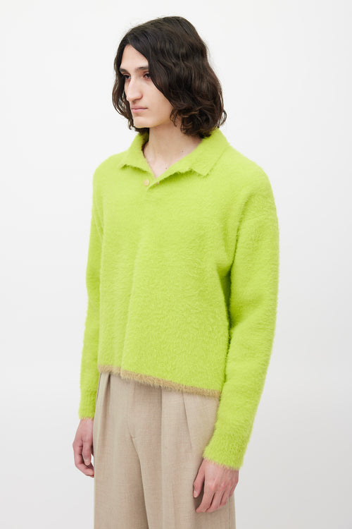 Jacquemus Neon Green Textured Polo