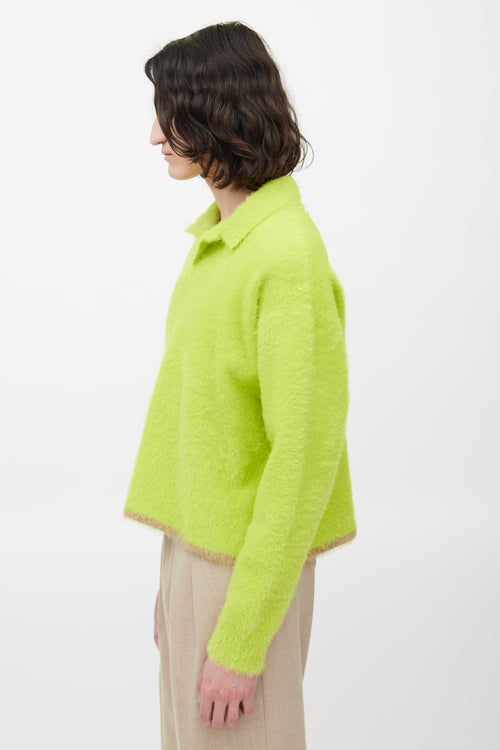 Jacquemus Neon Green Textured Polo