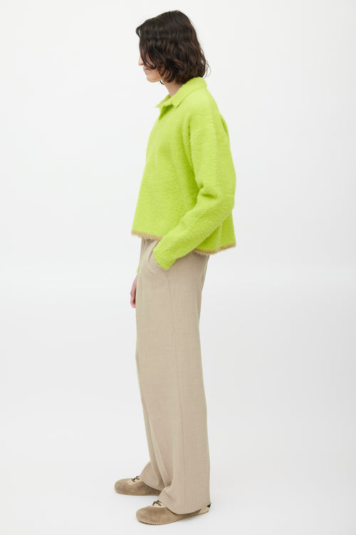 Jacquemus Neon Green Textured Polo