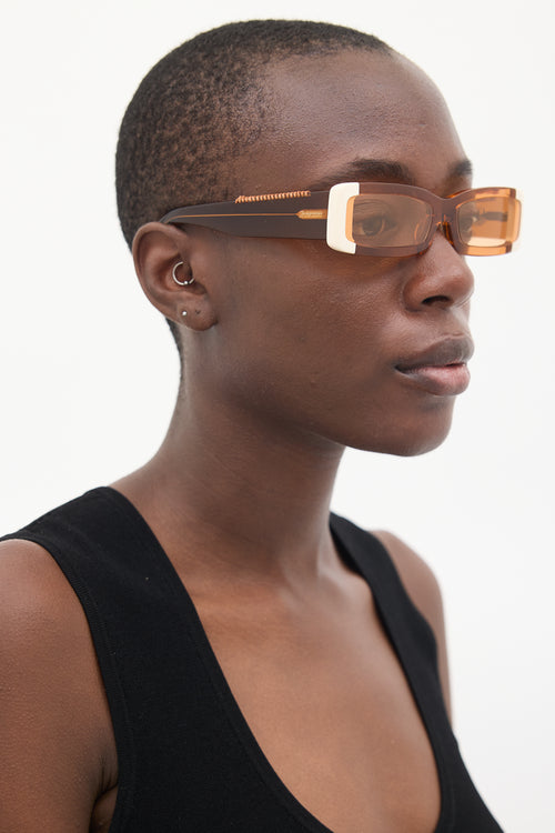 Jacquemus Orange 
Cream Le Lunettes 97 Rectangular Sunglasses