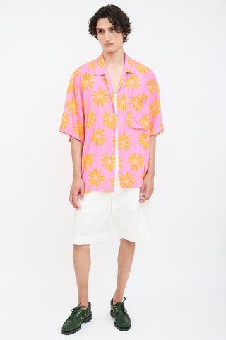 Jacquemus Pink 
Orange La Chemise Jean Floral Shirt