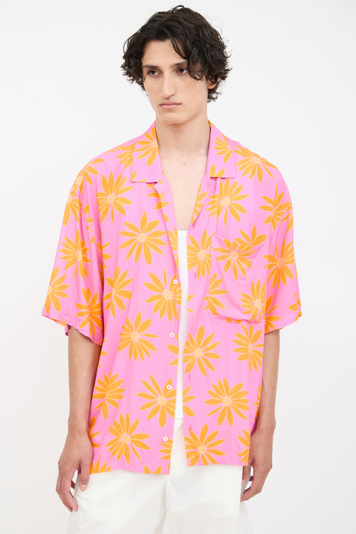 Jacquemus Pink 
Orange La Chemise Jean Floral Shirt