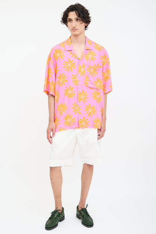 Jacquemus Pink 
Orange La Chemise Jean Floral Shirt