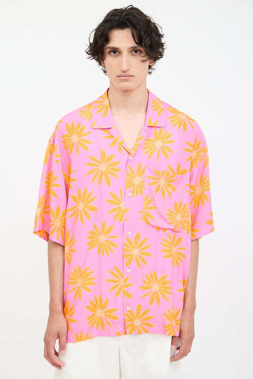 Jacquemus Pink 
Orange La Chemise Jean Floral Shirt