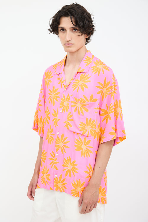 Jacquemus Pink 
Orange La Chemise Jean Floral Shirt