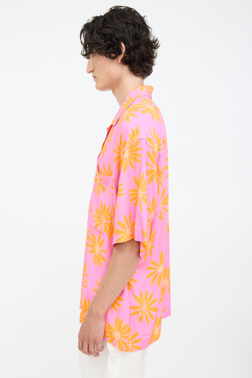 Jacquemus Pink 
Orange La Chemise Jean Floral Shirt