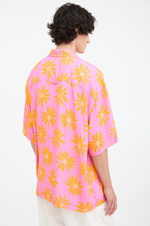 Jacquemus Pink 
Orange La Chemise Jean Floral Shirt