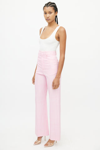 Jacquemus Pink Silk Wide Leg Trouser