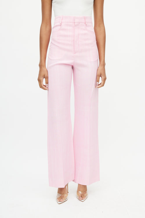 Jacquemus Pink Silk Wide Leg Trouser