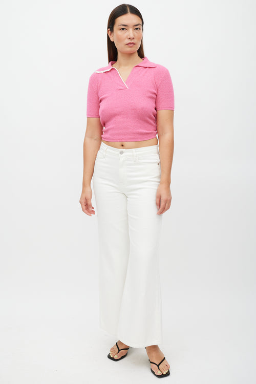 Jacquemus Pink 
White Terrycloth Cut Out Top