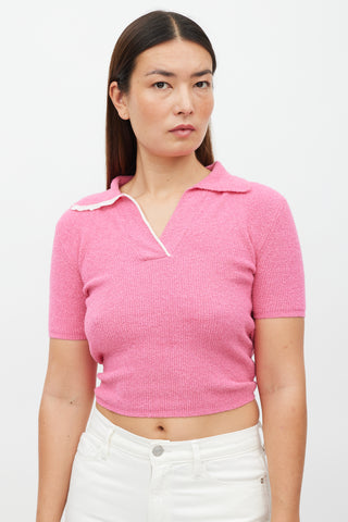 Jacquemus Pink 
White Terrycloth Cut Out Top