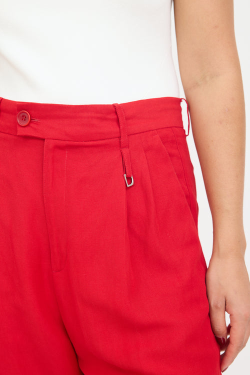 Jacquemus Red Pleated Wide Leg Trouser