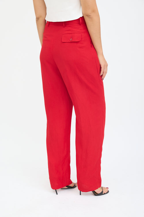 Jacquemus Red Pleated Wide Leg Trouser