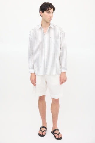 Jacquemus White 
Beige La Chemise Manches Longue Striped Shirt