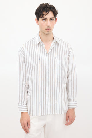 Jacquemus White 
Beige La Chemise Manches Longue Striped Shirt