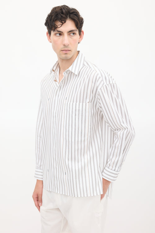 Jacquemus White 
Beige La Chemise Manches Longue Striped Shirt