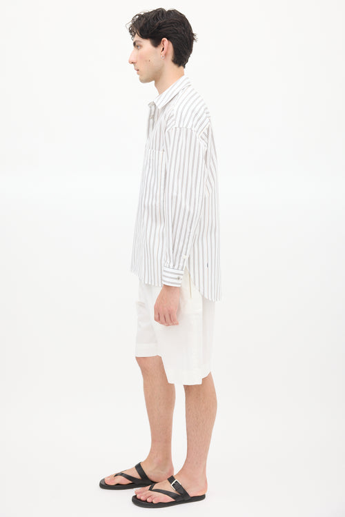 Jacquemus White 
Beige La Chemise Manches Longue Striped Shirt