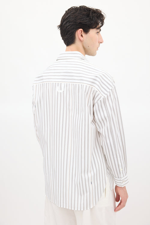 Jacquemus White 
Beige La Chemise Manches Longue Striped Shirt