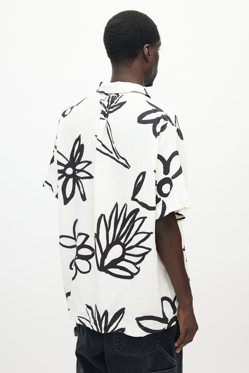 Jacquemus White 
Black Le Splash Floral Linen Shirt