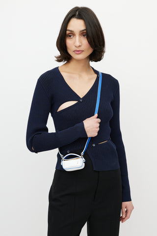 Jacquemus White 
Blue Leather Le Nani Crossbody Bag