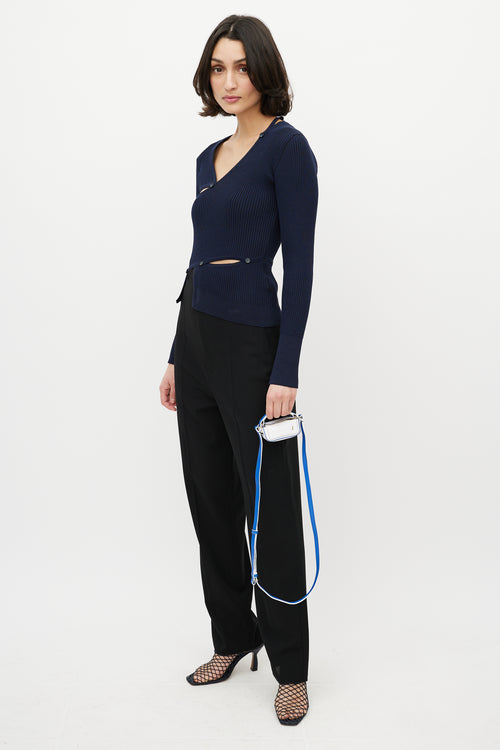 Jacquemus White 
Blue Leather Le Nani Crossbody Bag