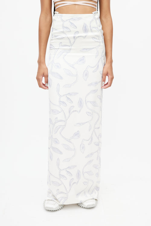 Jacquemus White 
Blue Leaf Skirt