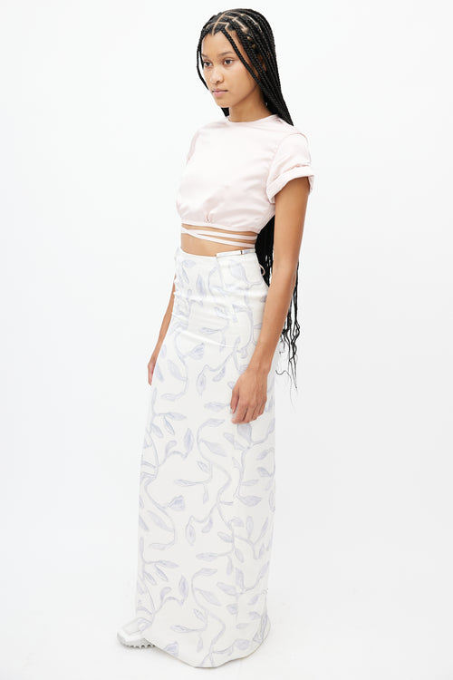 Jacquemus White 
Blue Leaf Skirt