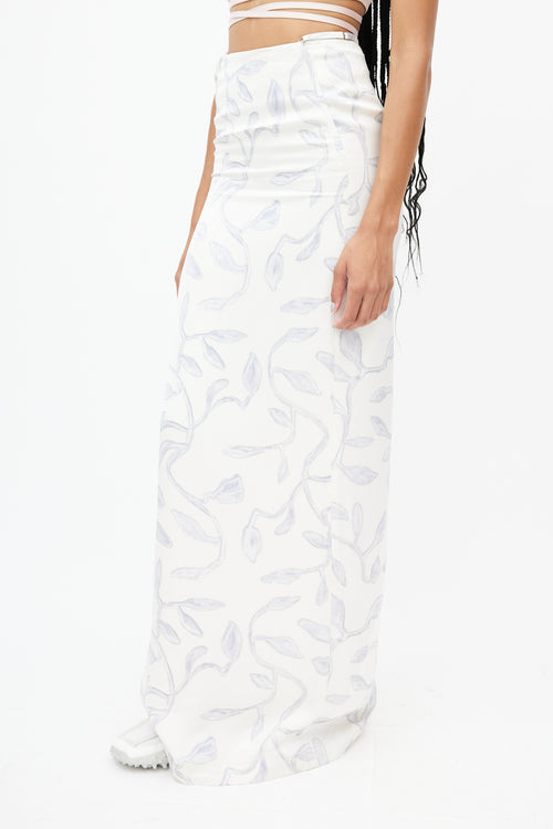 Jacquemus White 
Blue Leaf Skirt