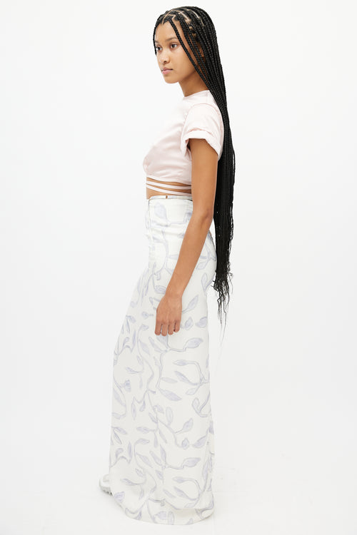 Jacquemus White 
Blue Leaf Skirt