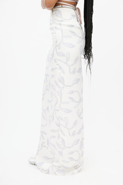 Jacquemus White 
Blue Leaf Skirt